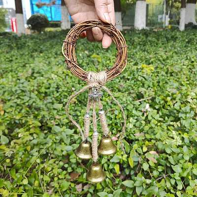 Rattan Circle Witch Bells for Door Knob Protection PW-WGBBE62-01-1