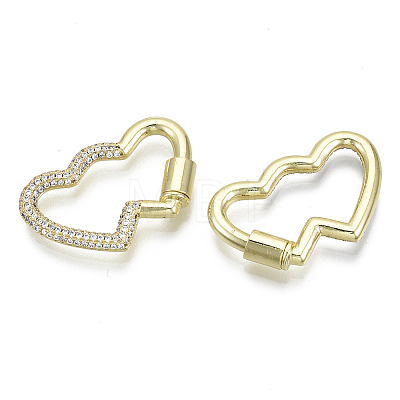 Brass Micro Pave Cubic Zirconia Screw Carabiner Lock Charms ZIRC-N039-009A-NF-1
