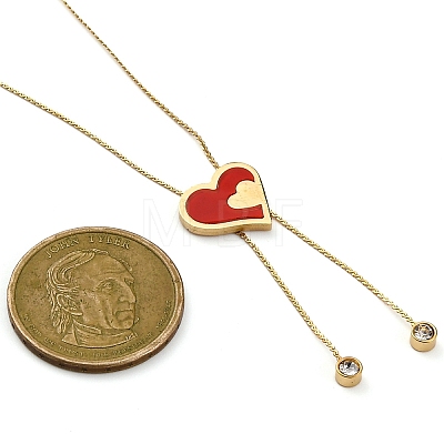 PVD Vacuum Plating 304 Stainless Steel Enamel Heart Pendant Necklaces NJEW-C063-04G-1