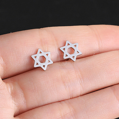 Stainless Steel Star Stud Earrings PW-WG2E4B0-01-1