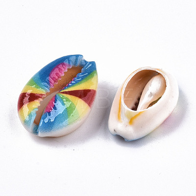 Printed Natural Cowrie Shell Beads SHEL-S266-20-1