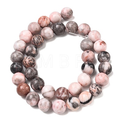Natural Pink Zebra Jasper Round Bead Strands G-E334-10mm-11-1
