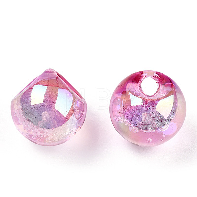 UV Plating Rainbow Iridescent Acrylic Beads X-OACR-G012-04A-1