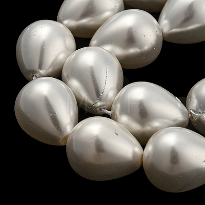 Teardrop Shell Pearl Bead Strands BSHE-L015-12x16-01-1