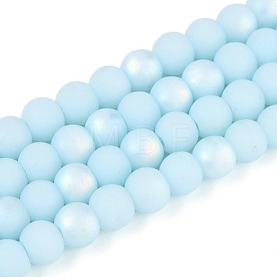 Frosted Opaque Glass Beads Strands GLAA-T032-P6mm-MBB10-1