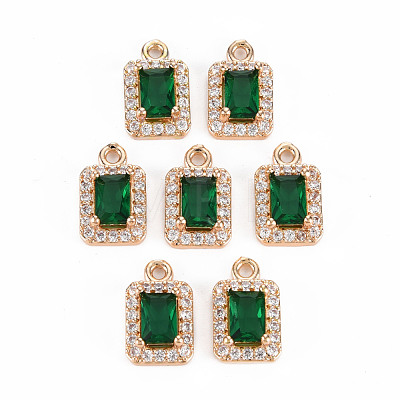 Rack Plating Brass Micro Pave Clear Cubic Zirconia Charms X-KK-T060-13-RS-1