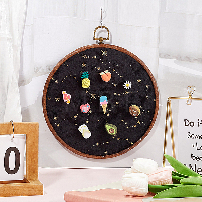 Flat Round Polyester & Acrylic Wall Mounted Brooch Organizer Display Boards AJEW-WH20006-30A-1