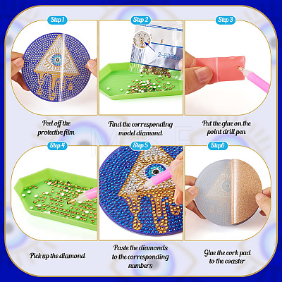 DIY Evil Eye Pattern Coaster Diamond Painting Kits DIY-TAC0016-54-1