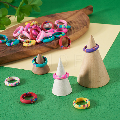 30Pcs Handmade Polymer Clay Finger Rings RJEW-TA0001-11B-1