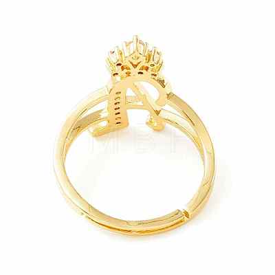 Clear Cubic Zirconia Initial Letter with Crown Adjustable Ring RJEW-M139-17A-1