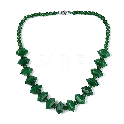 Natural Malaysia Jade Round & Cone Beaded Necklaces NJEW-N064-03H-1