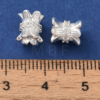 Rack Plating Brass Pave Clear Cubic Zirconia Spacer Beads KK-M285-18S-1