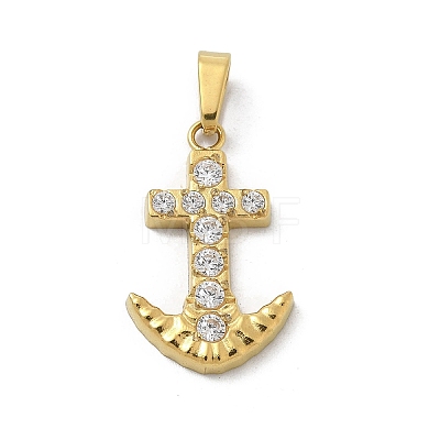 Ion Plating(IP) 304 Stainless Steel Micro Pave Cubic Zirconia Pendants STAS-Z107-07G-1
