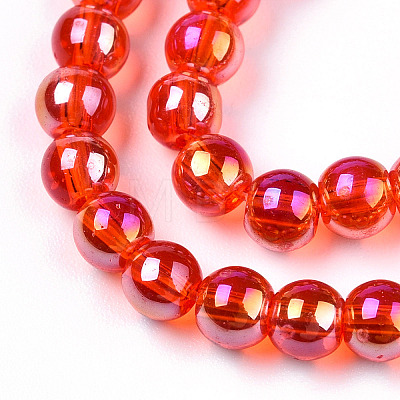 Electroplate Transparent Glass Beads Strands GLAA-T032-T4mm-AB09-1