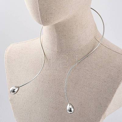 304 Stainless Steel Open Teardrop Choker Necklaces for Women NJEW-C068-01P-1