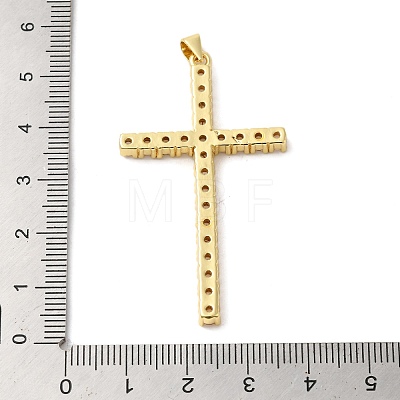 Rack Plating Brass Micro Pave Clear Cubic Zirconia Big Pendants KK-G488-08G-1