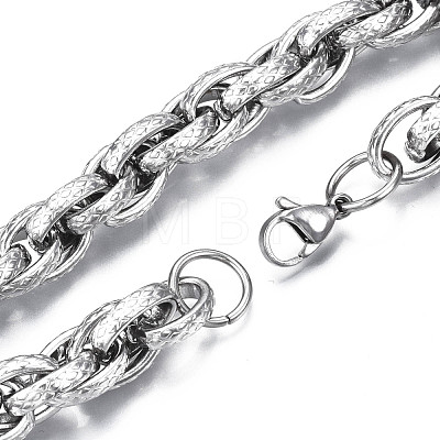 201 Stainless Steel Rope Chain Bracelet for Men Women BJEW-S057-69-1