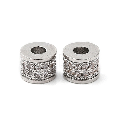 Brass Micro Pave Clear Cubic Zirconia Beads KK-P234-33P-1