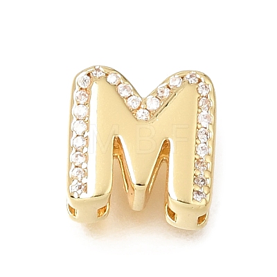 Brass Micro Pave Clear Cubic Zirconia Initial Spacer Bars KK-E802-34G-M-1