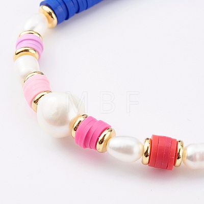 Polymer Clay Heishi Beaded Stretch Bracelets BJEW-JB06027-01-1