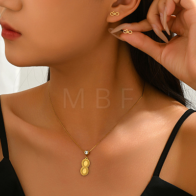 Stainless Steel Number 8-shaped Pendant Necklace & Stud Earrings Sets for Women Daily Casual and Party OF1174-1