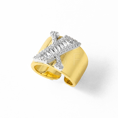 Brass Micro Pave Clear Cubic Zirconia Cuff Open Rings FS-WGA5D1D-24-1