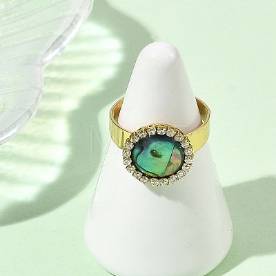 Paua Shell Finger Rings for Women RJEW-JR01101-01-1