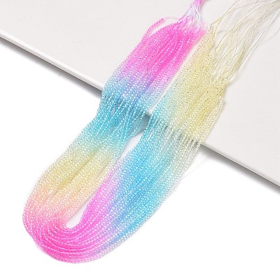 Transparent Gradient Color Glass Beads Strands GLAA-G101-2mm-07-1