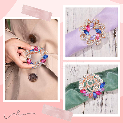 Gorgecraft 3Pcs 3 Style Colorful Dyed Quartz Flower & Heart Brooch Pins FIND-GF0005-31-1