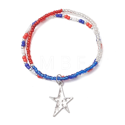 Double Layer Alloy Star Charm Bracelets BJEW-MZ00337-1
