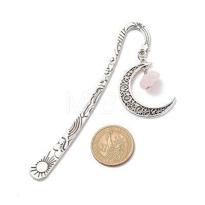 Natural Rose Quartz Raw Beads Bookmarks X-AJEW-JK00201-01-1