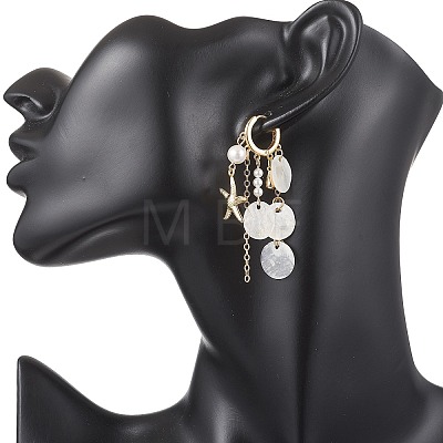 Shell Pearl Hoop Earrings EJEW-TA00789-1