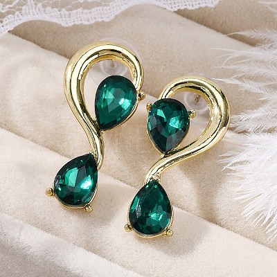 Alloy Rhinestones Stud Earrings EJEW-M075-04G-02-1