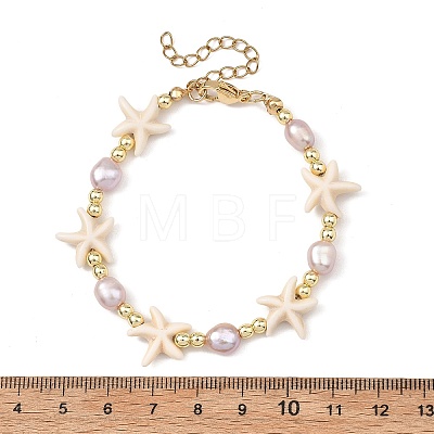 Natural Cultured Freshwater Pearl & Synthetic Turquoise & Non-magnetic Synthetic Hematite Beaded Bracelets for Women BJEW-JB14092-1