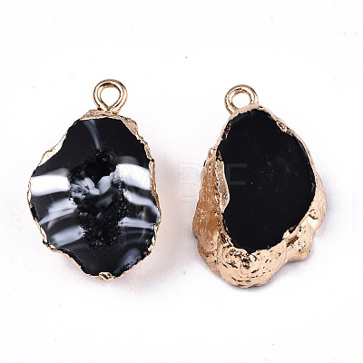 Druzy Geode Resin Pendants RESI-S383-066A-1
