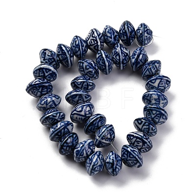 Handmade Blue and White Porcelain Beads Strands PORC-I027-09-1