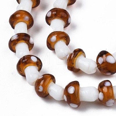 Mushroom Handmade Lampwork Beads Strands X-LAMP-R116-24-1