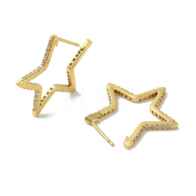 Star Brass Stud Earrings EJEW-R162-03G-01-1