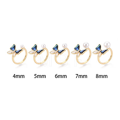Butterfly Brass Micro Pave Clear Cubic Zirconia & Abalone Shell Cuff Rings Setting KK-T079-41G-1