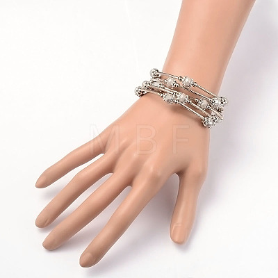 Five Loops Wrap Glass Beads Bracelets BJEW-JB01962-02-1