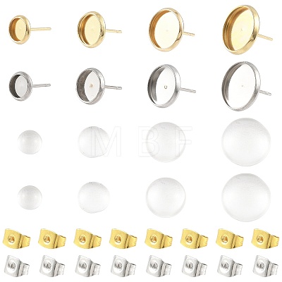 DIY 304 Stainless Steel Flat Round Stud Earring Making Kits DIY-FS0010-53-1