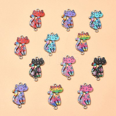 12Pcs 6 Colors Alloy Enamel Connector Charms ENAM-YW0003-89-1