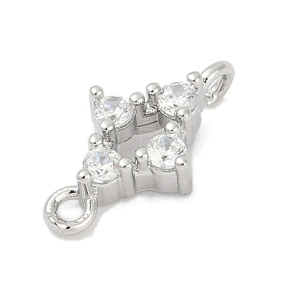 Brass Micro Pave Clear Cubic Zirconia Connector Charms KK-Z094-08P-02-1