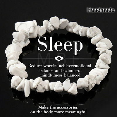 Natural Howlite Chip Beaded Stretch Bracelets JI5766-22-1
