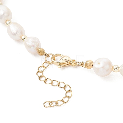 Natural Cultured Freshwater Pearl Two Sides Polished Beaded Necklaces NJEW-JN05731-1