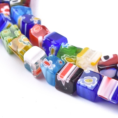 Cube Handmade Millefiori Glass Beads LK-R004-70-1