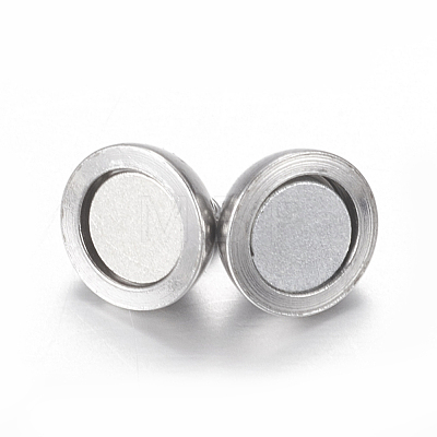 304 Stainless Steel Magnetic Clasps with Loops X-STAS-K006-5.5mm-04C-1