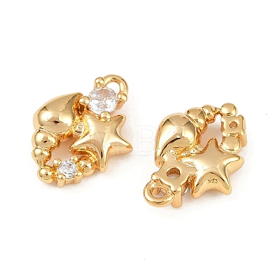 Ocean Theme Brass Micro Pave Cubic Zirconia Charms X1-KK-F902-08T-G-1