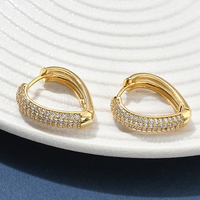 Brass Micro Pave Clear Cubic Zirconia Hoop Earrings EJEW-C182-07F-G-1