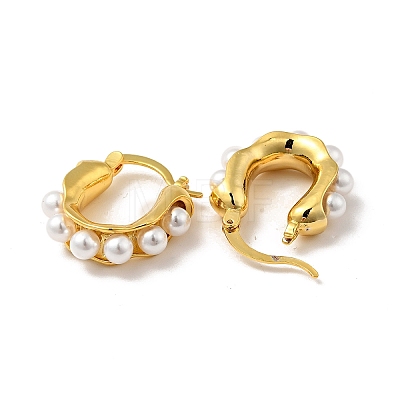 ABS Imitation Pearl Beaded Thick Hoop Earrings EJEW-F288-03G-1